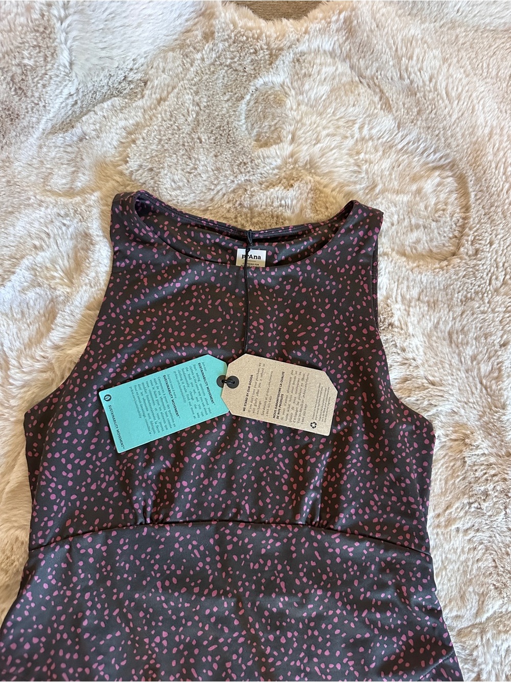 Prana Black Midi Dress with Pink Dot Print - Picture 2 of 4